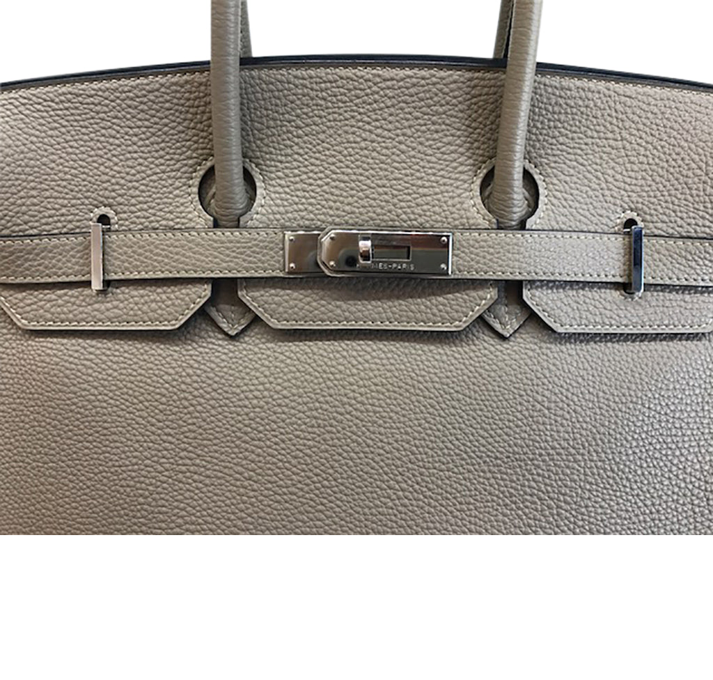 Hermes Birkin 35 Gris Tourterelle Leather PHW Crowned Bag