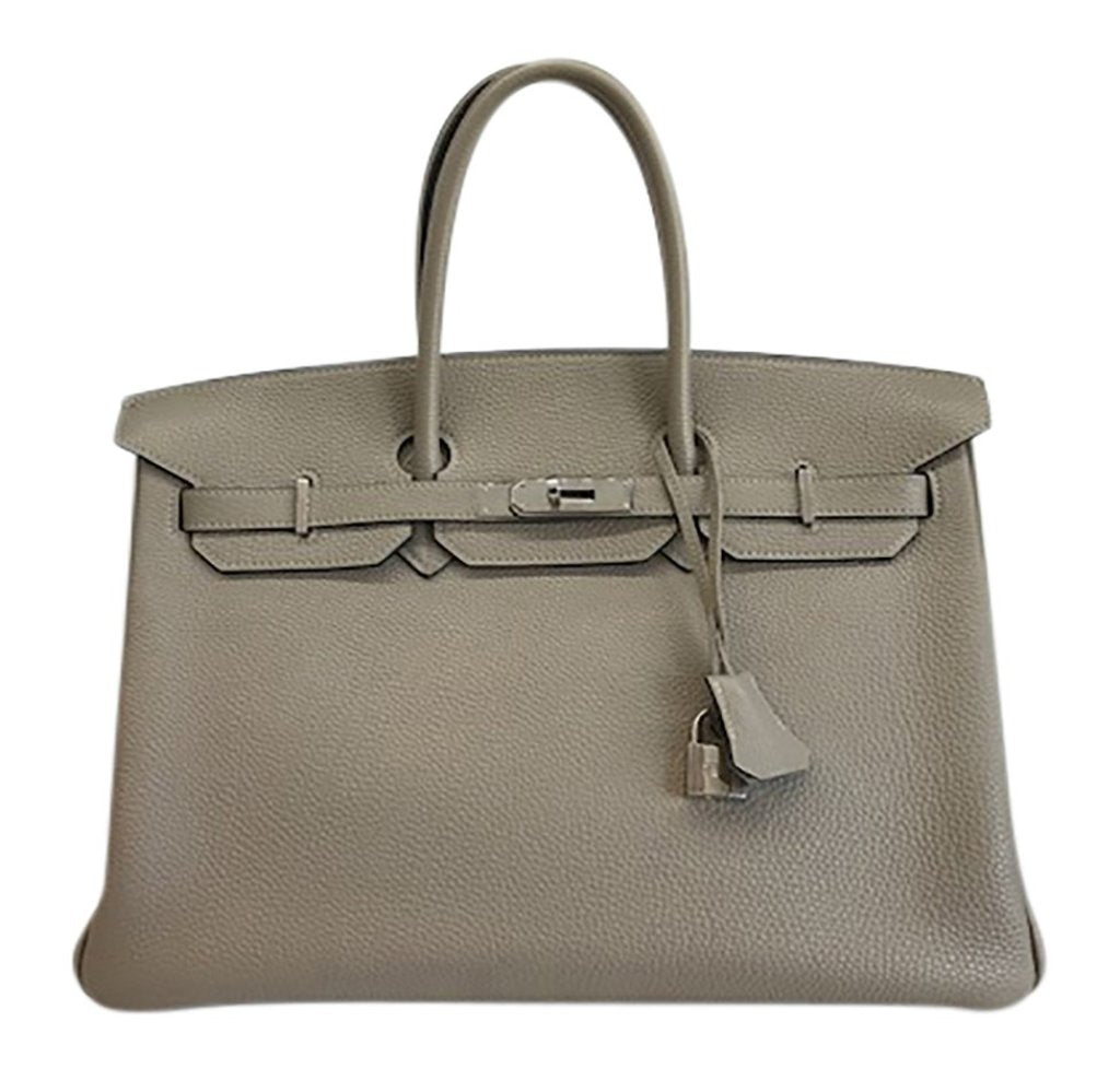 Hermes Birkin 35 Gris Tourterelle Leather PHW Crowned Bag