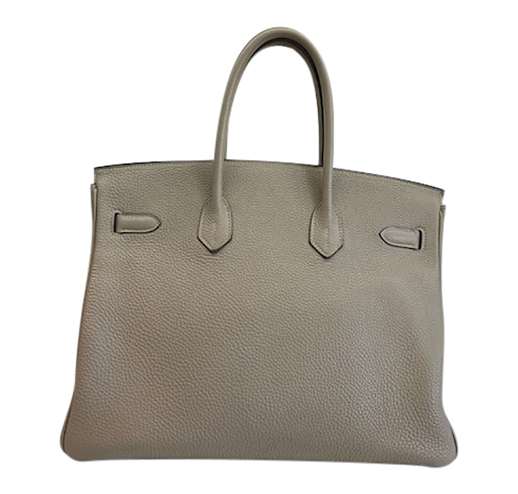 Hermes Birkin 35 Gris Tourterelle Leather PHW Crowned Bag