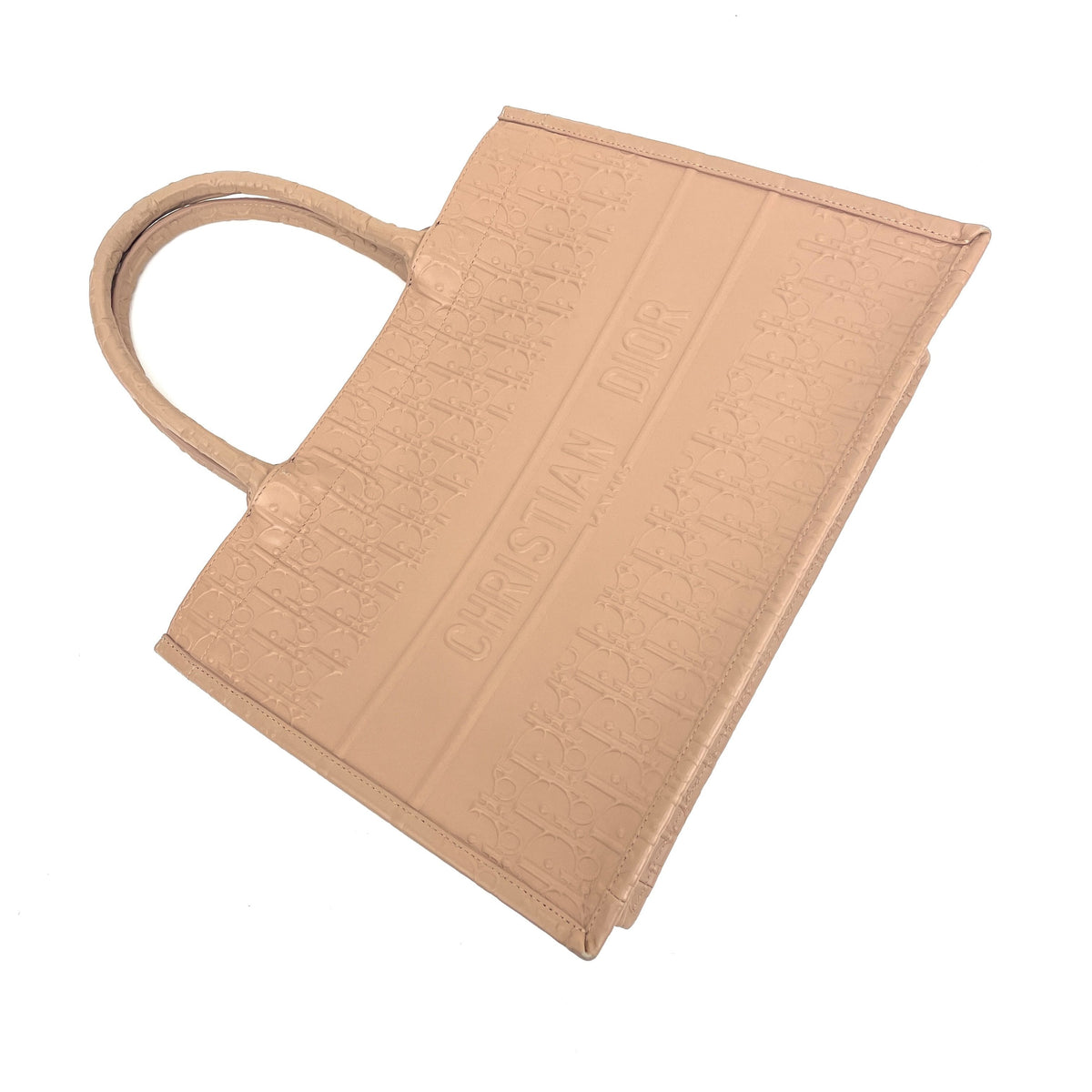 Dior Small Book Tote Beige Embossed Oblique Calfskin Leather Dior