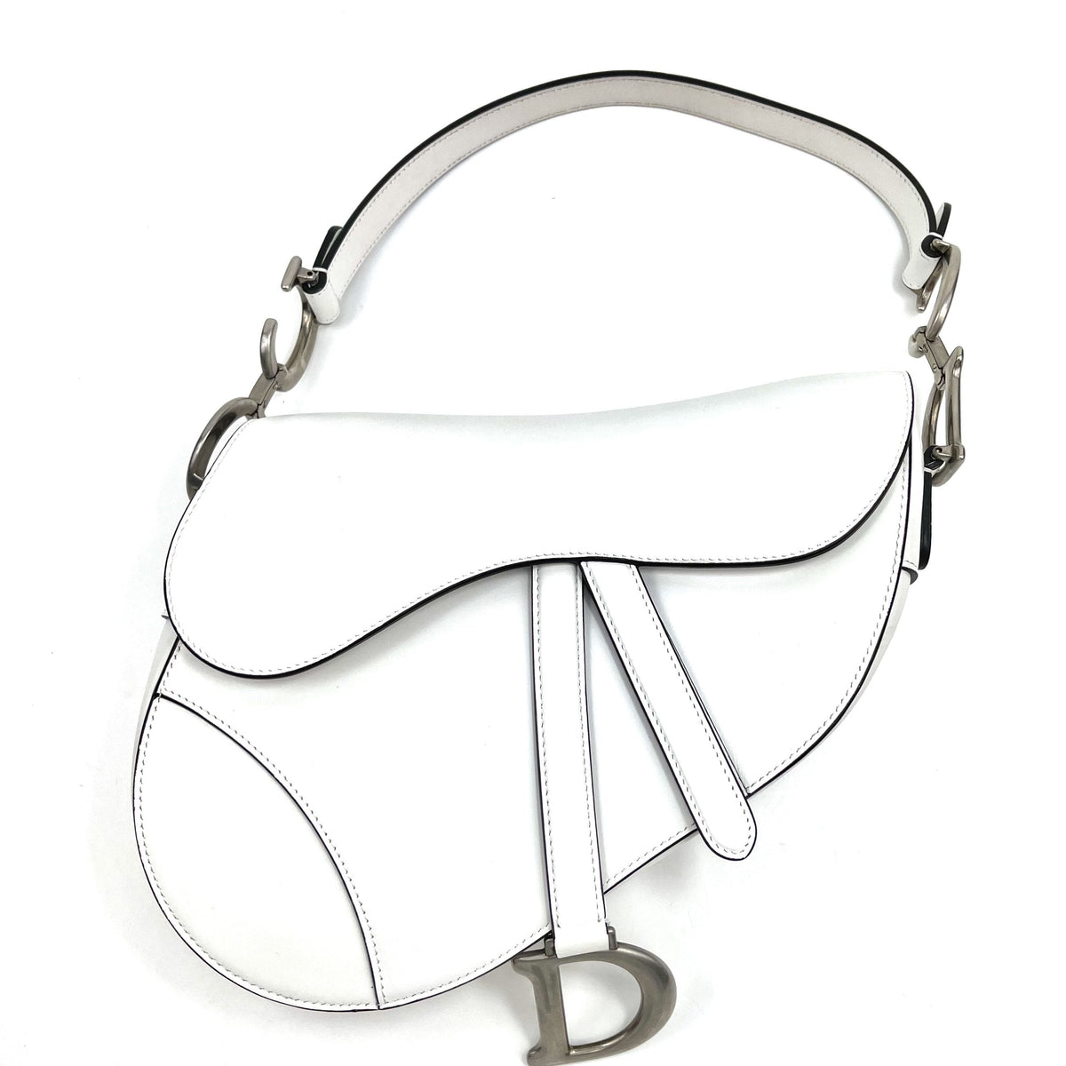 CHRISTIAN DIOR White Leather Saddle Bag Dior