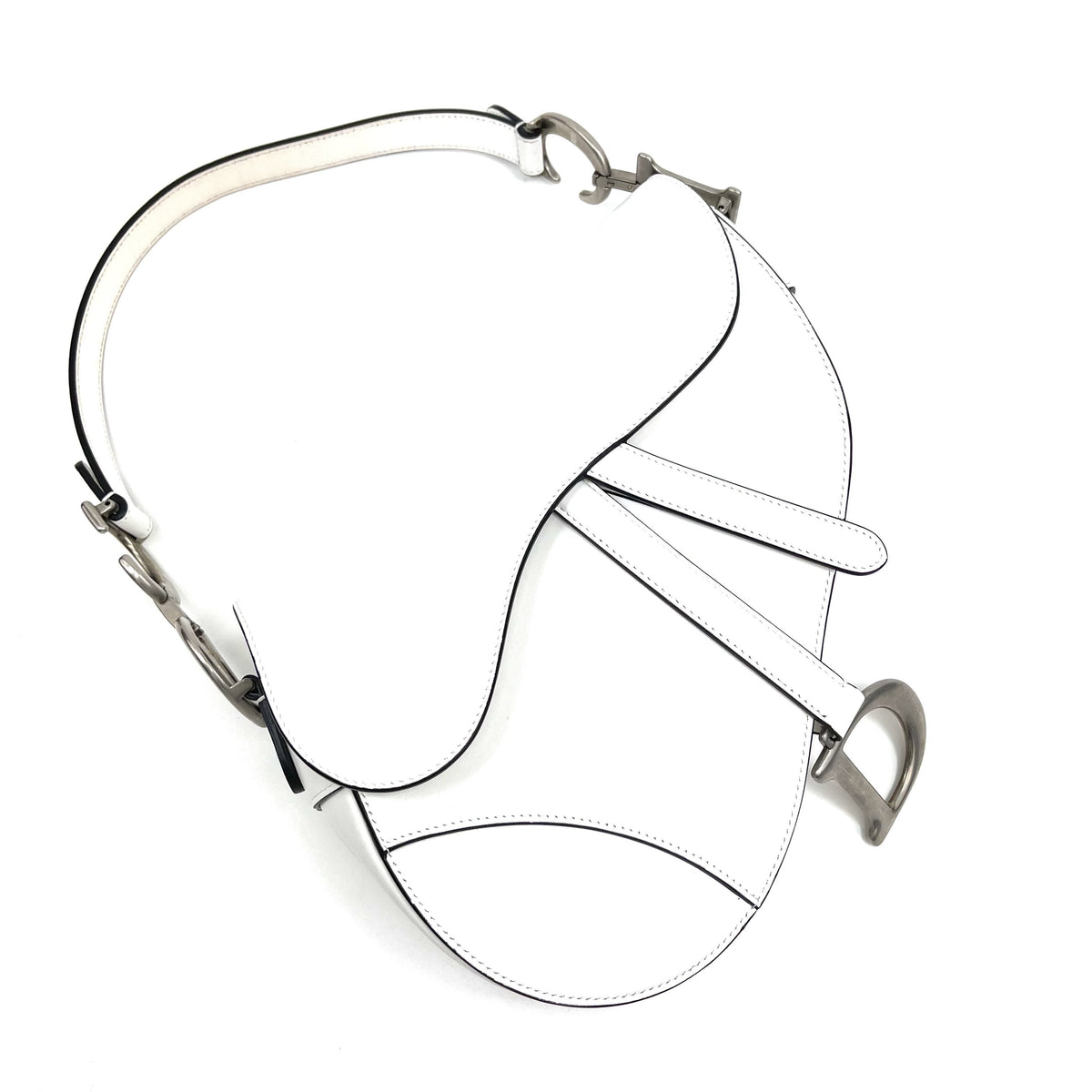 CHRISTIAN DIOR White Leather Saddle Bag Dior
