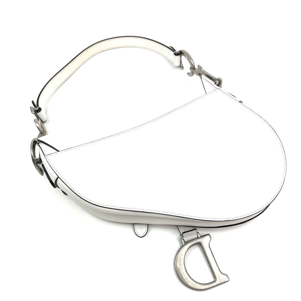CHRISTIAN DIOR White Leather Saddle Bag Dior