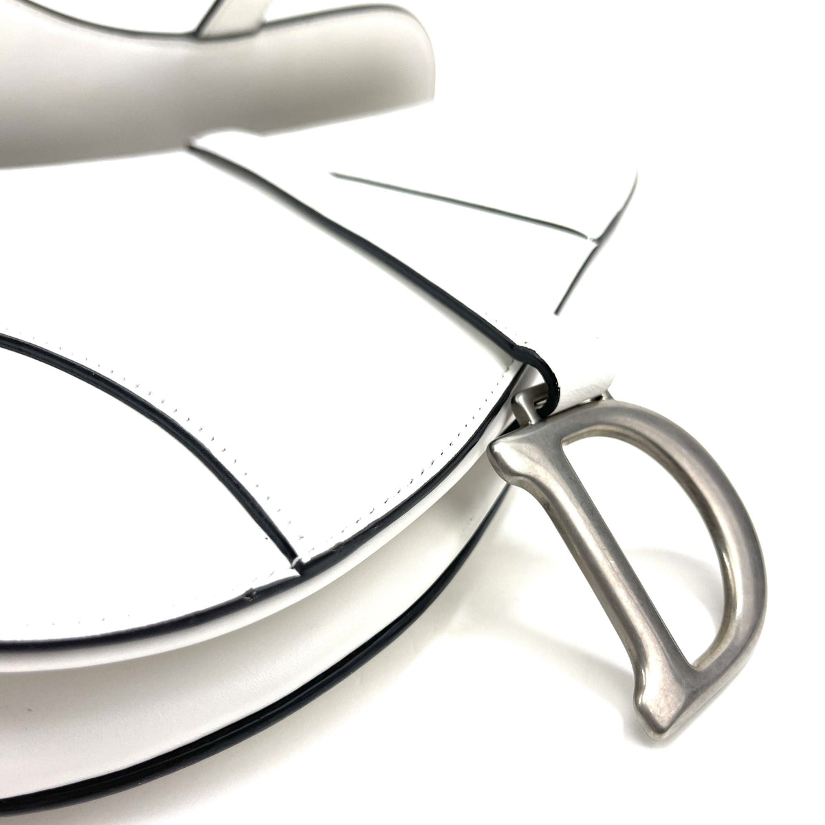 CHRISTIAN DIOR White Leather Saddle Bag Dior