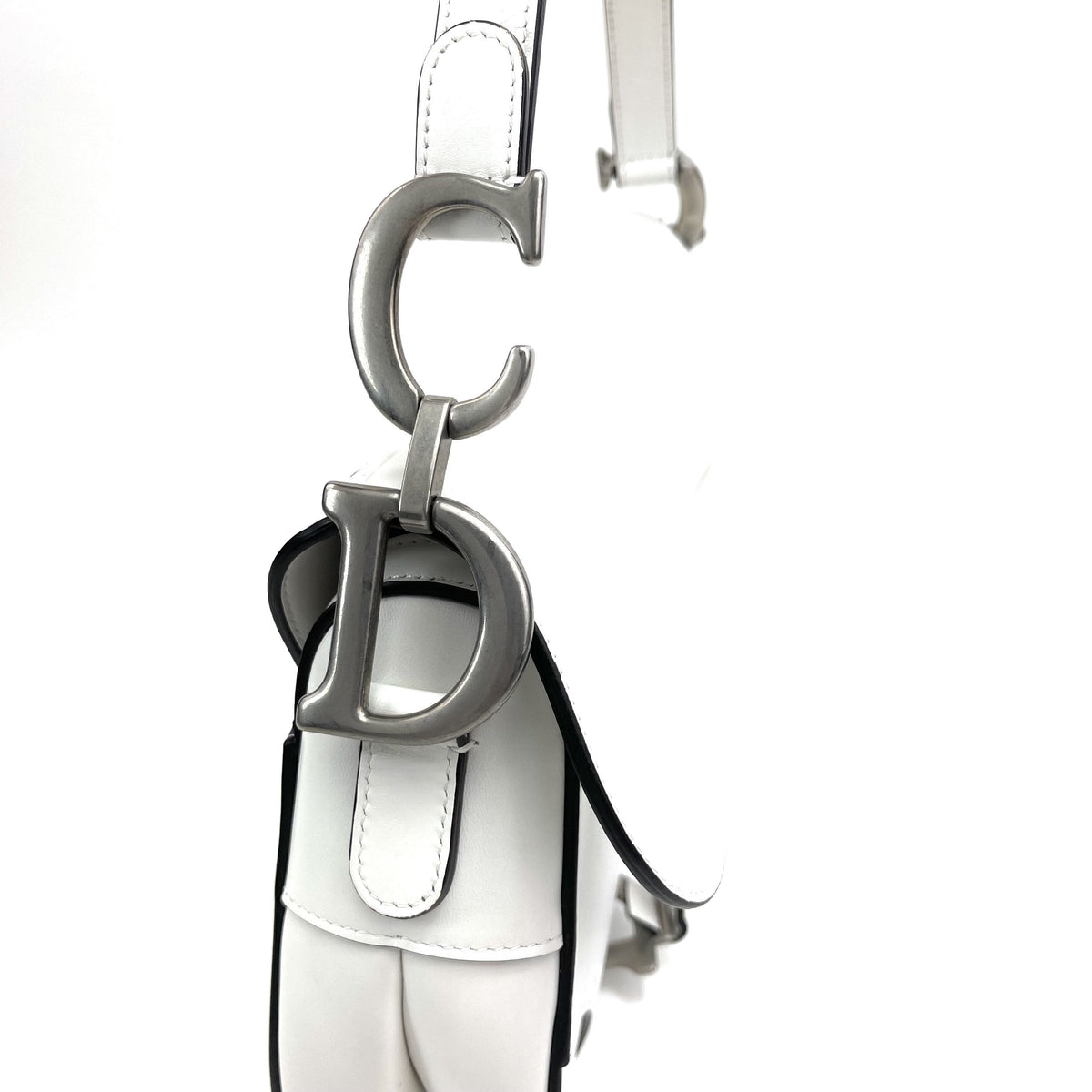 CHRISTIAN DIOR White Leather Saddle Bag Dior