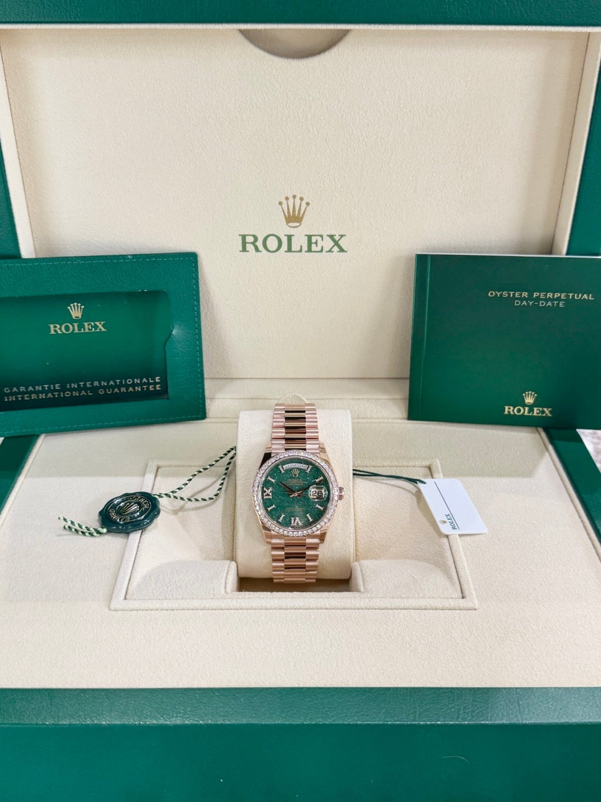 Rolex Day-Date 36 128345RBR Green Aventurine Dial Watch Rolex