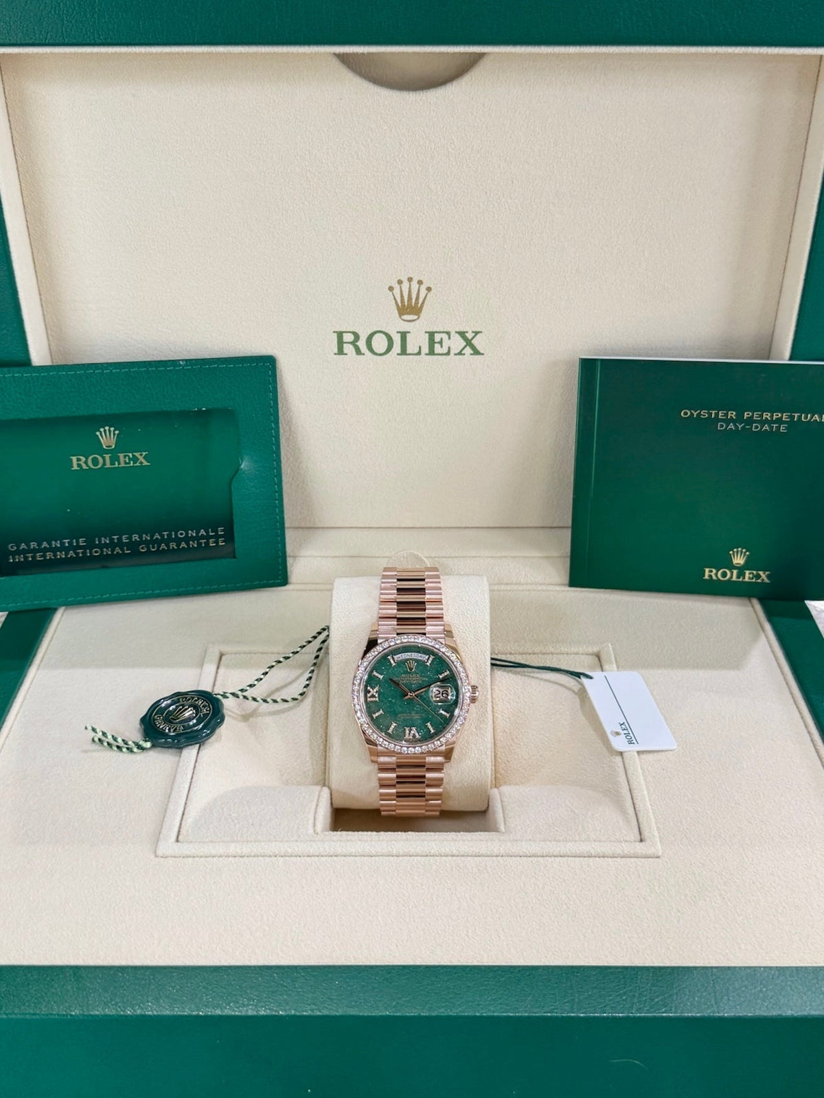 Rolex Day-Date 36 128345RBR Green Aventurine Dial Watch Rolex