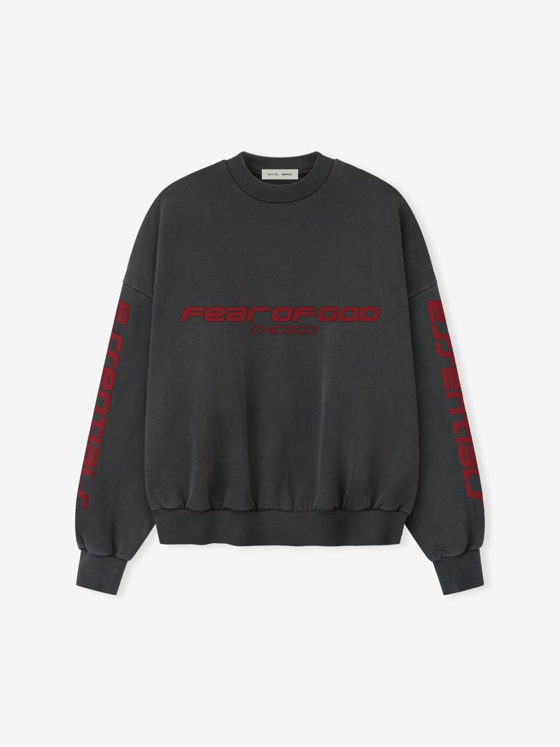 Fear of God Essentials Chicago Heavy Fleece Cropped Sweatshirt Dark Grey Red BagAg