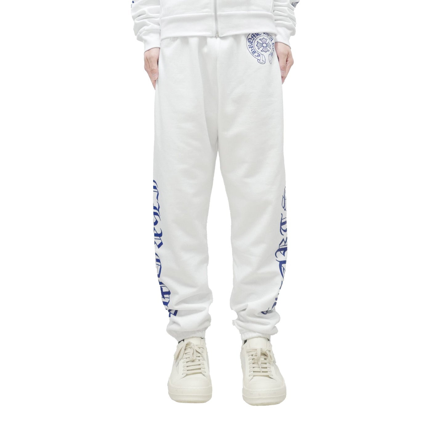 Chrome Hearts White Horseshoe Blue Script Sweatpants