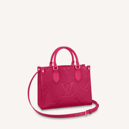Louis Vuitton Fuchsia Embossed Grained Leather On-the-Go Tote Bag