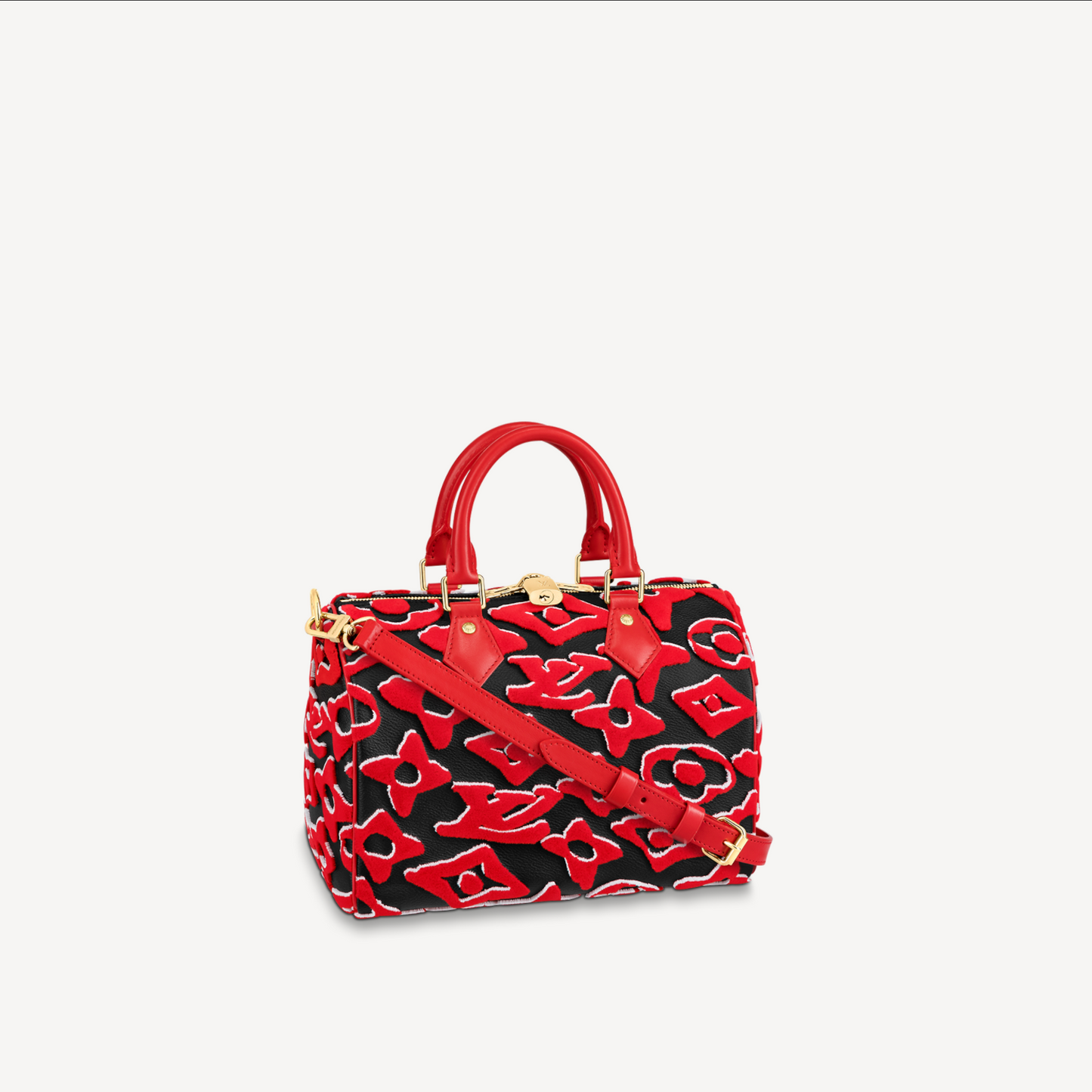 Louis Vuitton LV x UF Speedy Bandouliere 25 Tufted Monogram Canvas M45552 Black Red