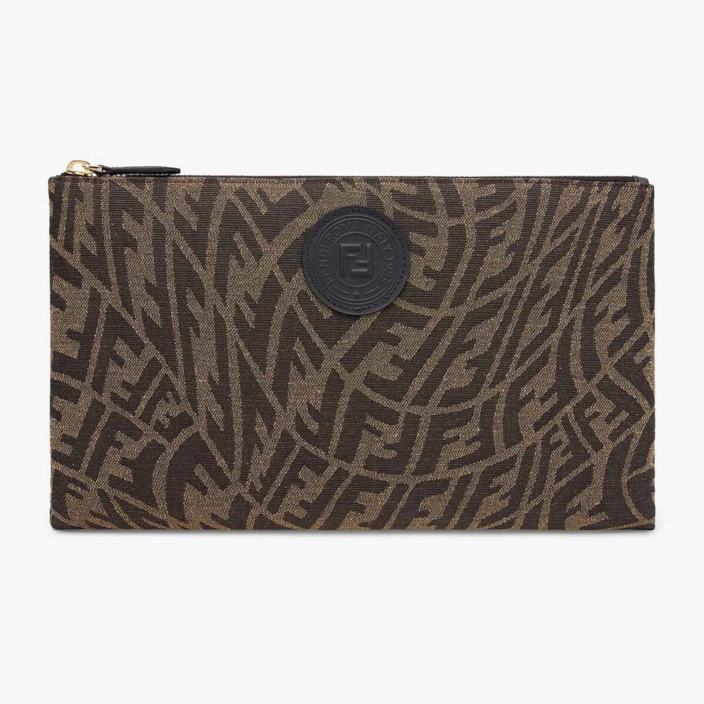 MEDIUM FLAT POUCH Brown Fabric Pouch Fendi