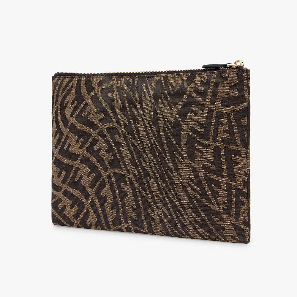 MEDIUM FLAT POUCH Brown Fabric Pouch Fendi