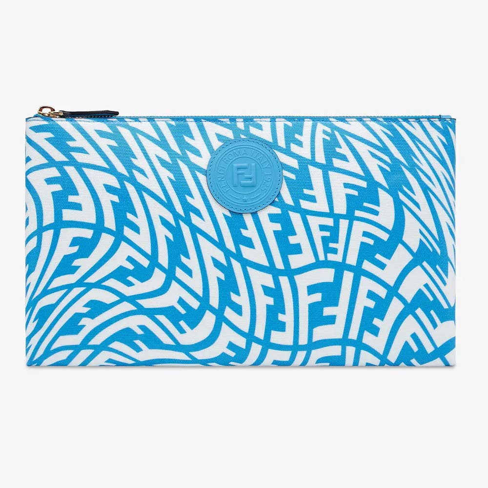 MEDIUM FLAT POUCH Light Blue Canvas Pouch Fendi
