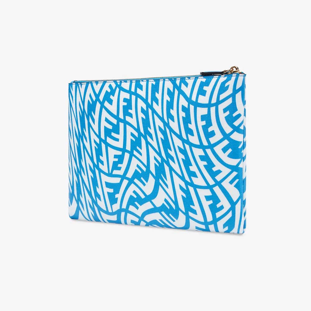 MEDIUM FLAT POUCH Light Blue Canvas Pouch Fendi