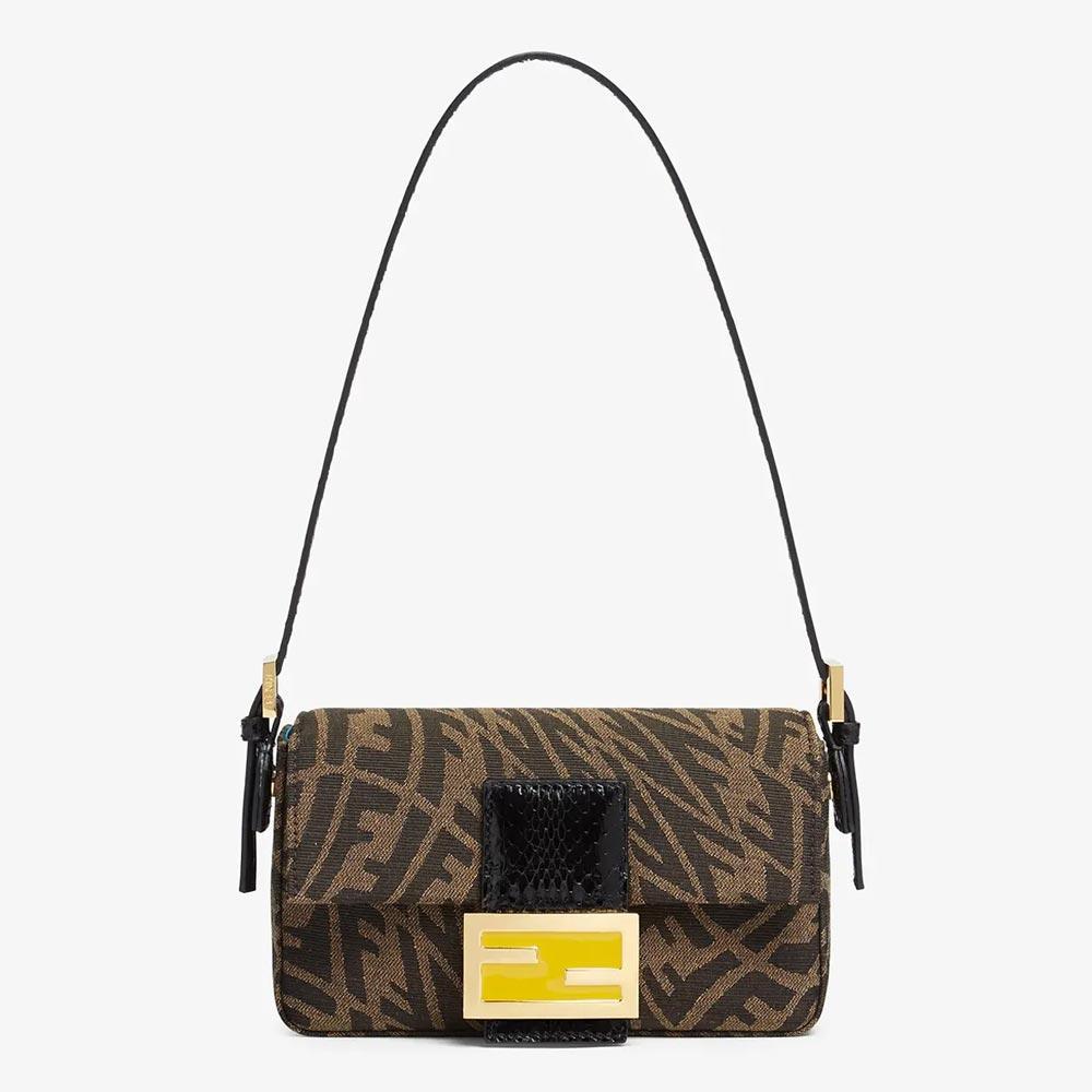 MINI BAGUETTE 1997 Brown Jacquard FF Vertigo Bag Fendi