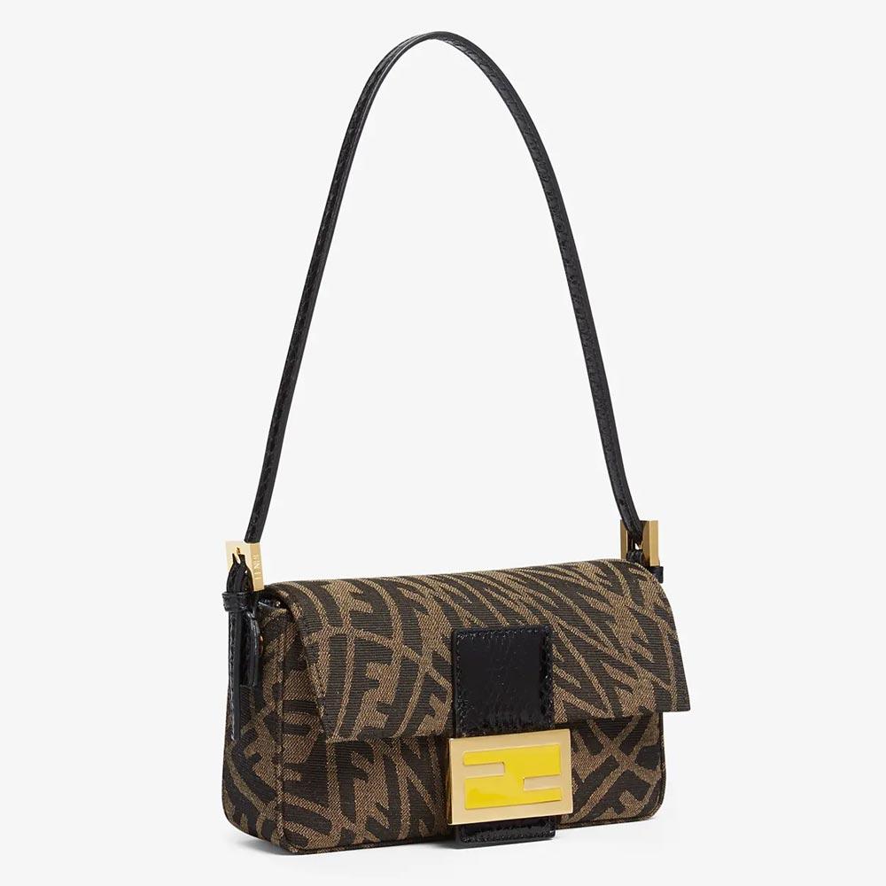 MINI BAGUETTE 1997 Brown Jacquard FF Vertigo Bag Fendi