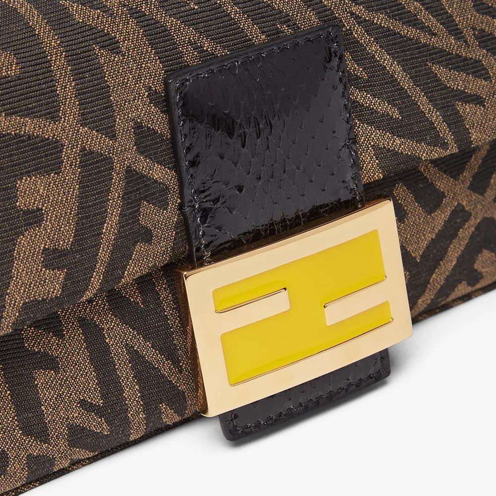 MINI BAGUETTE 1997 Brown Jacquard FF Vertigo Bag Fendi