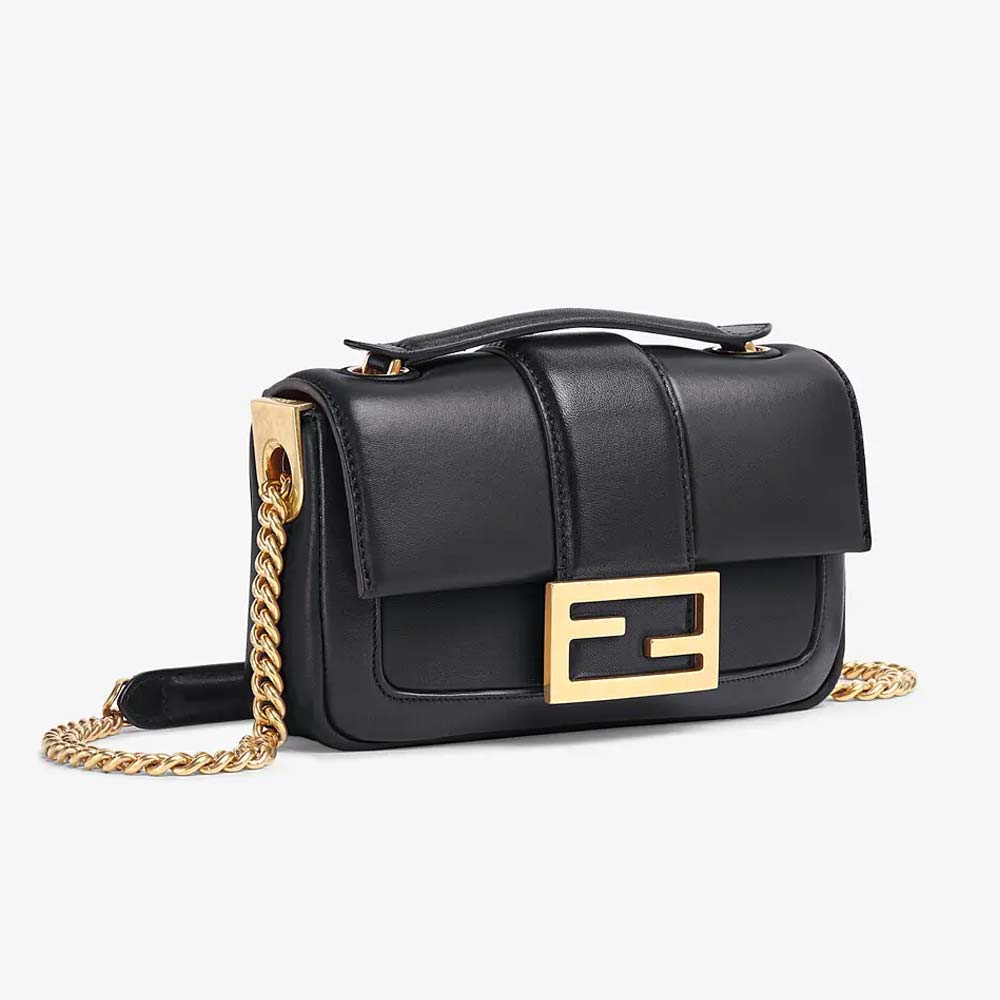 MINI BAGUETTE CHAIN Black Nappa Leather Bag Fendi