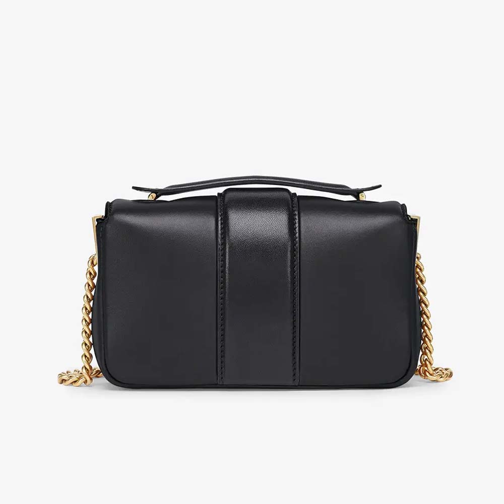 MINI BAGUETTE CHAIN Black Nappa Leather Bag Fendi