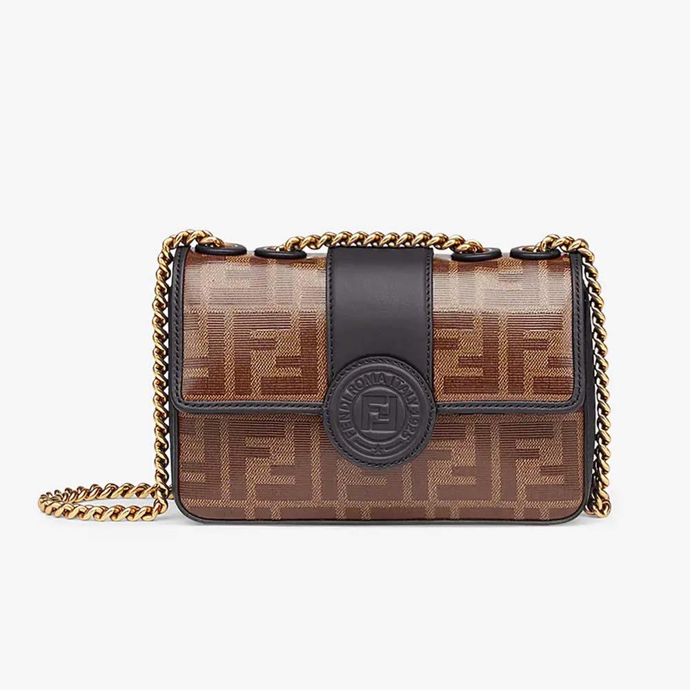 MINI DOUBLE F Brown Canvas Bag Fendi