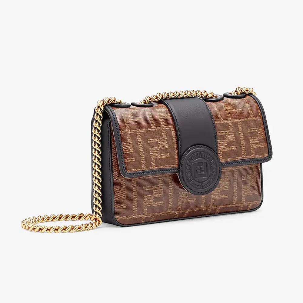 MINI DOUBLE F Brown Canvas Bag Fendi