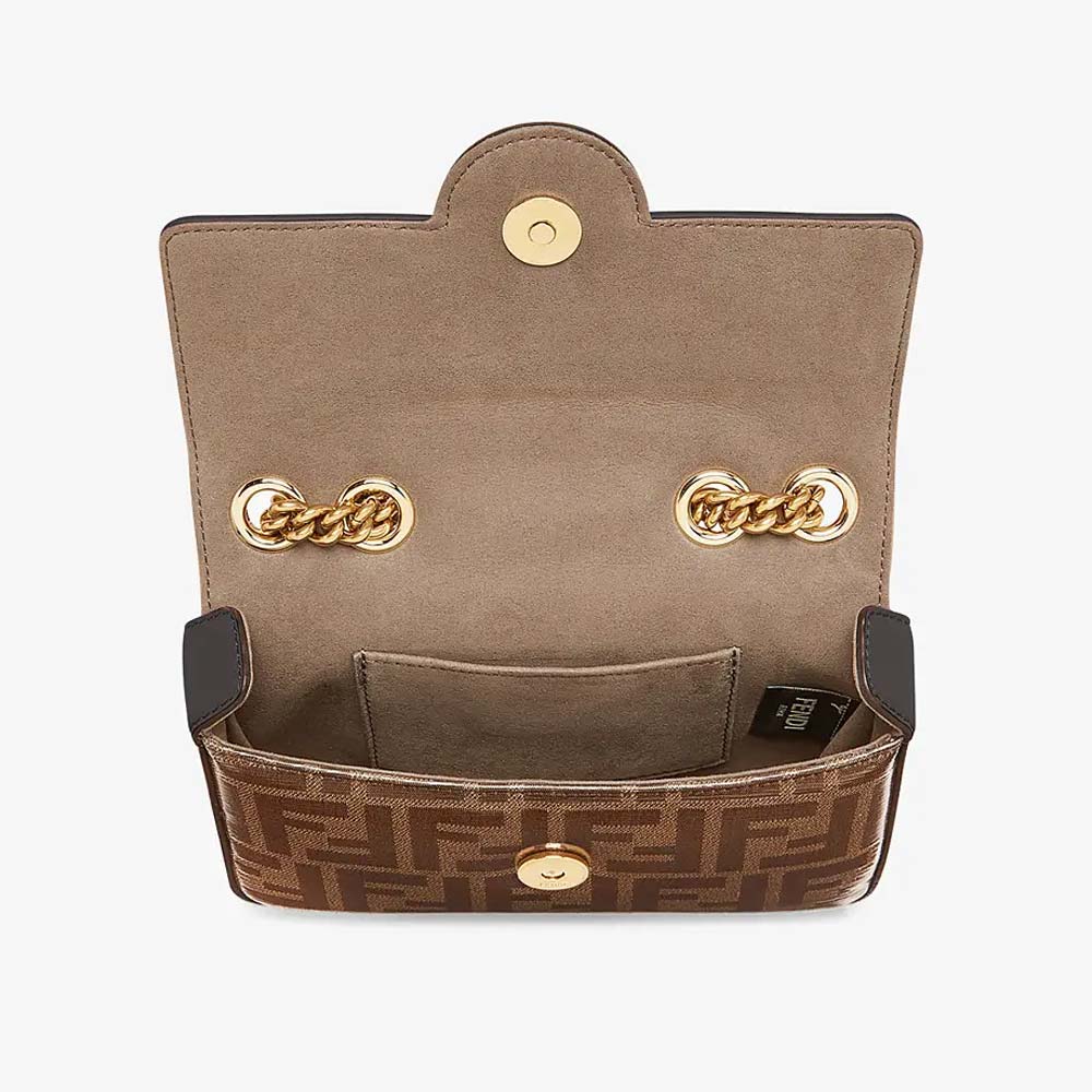 MINI DOUBLE F Brown Canvas Bag Fendi