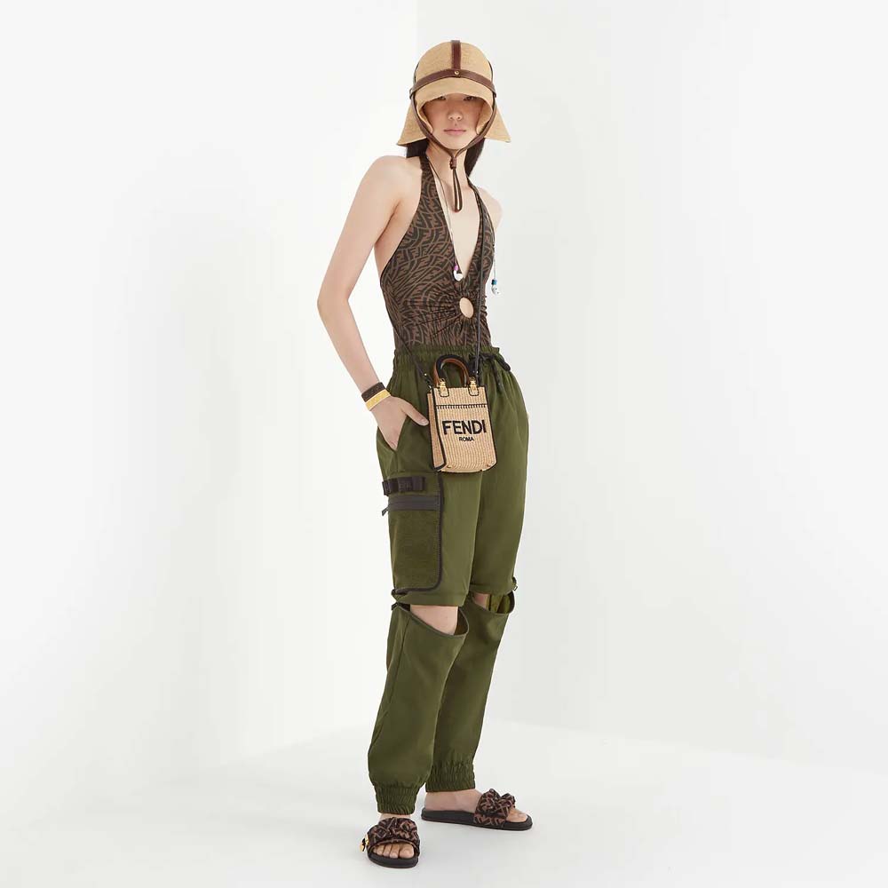 MINI SUNSHINE SHOPPER Braided Straw Mini Bag Fendi