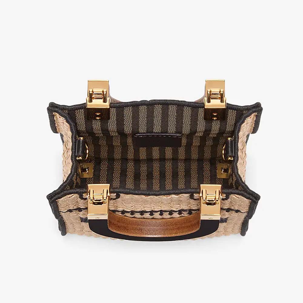 MINI SUNSHINE SHOPPER Braided Straw Mini Bag Fendi