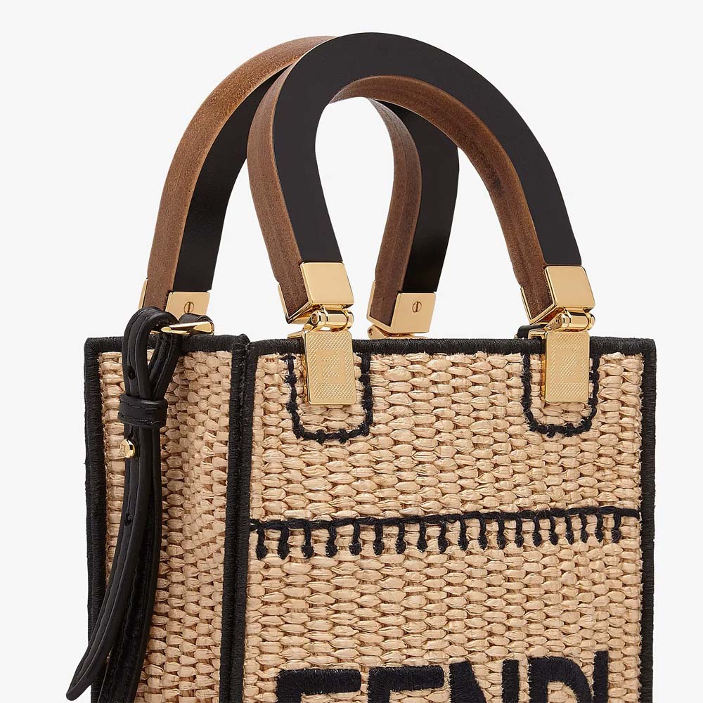MINI SUNSHINE SHOPPER Braided Straw Mini Bag Fendi