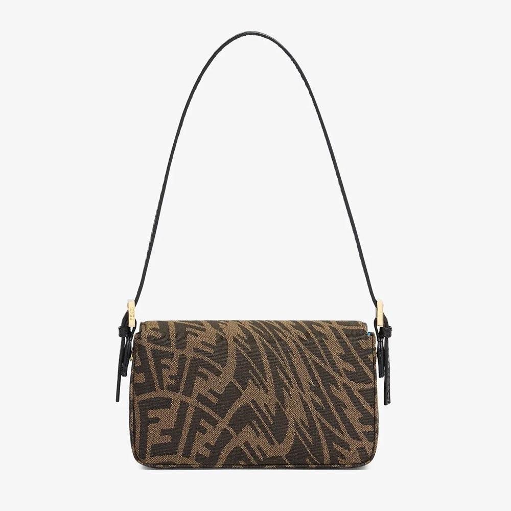 MINI BAGUETTE 1997 Brown Jacquard FF Vertigo Bag Fendi