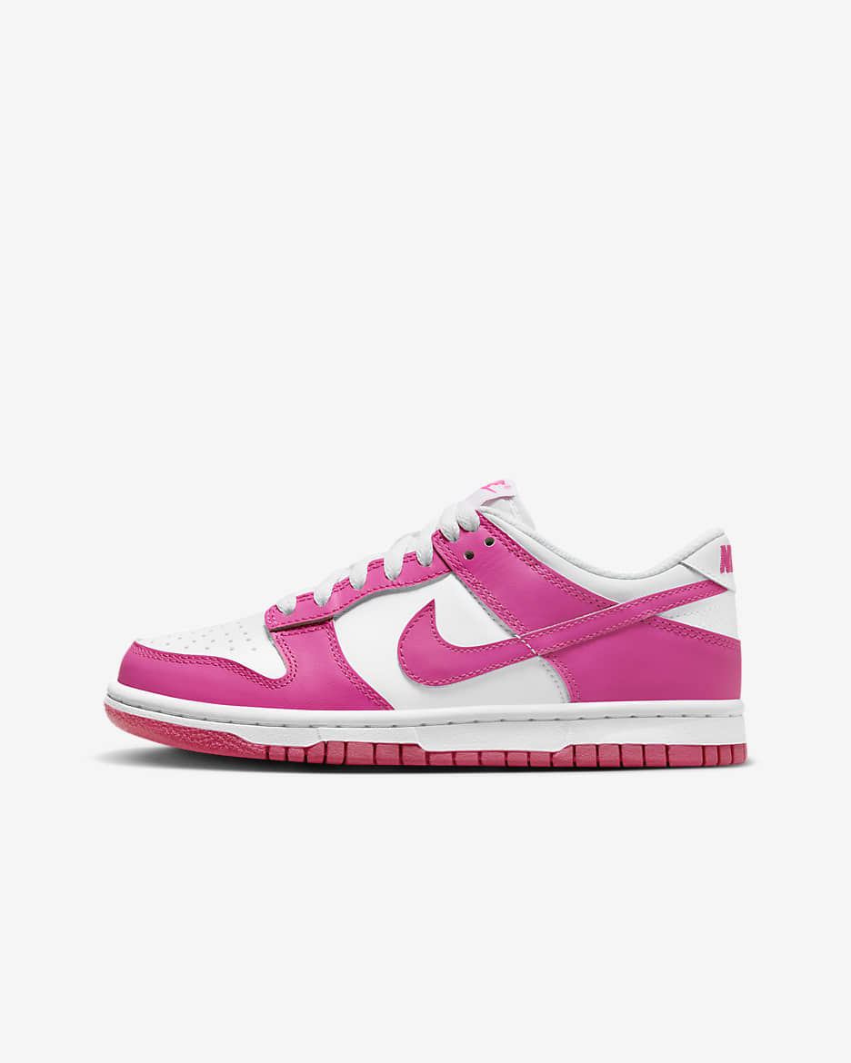 Nike Kids' Dunk Low Shoes - White / Laser Fuchsia Nike