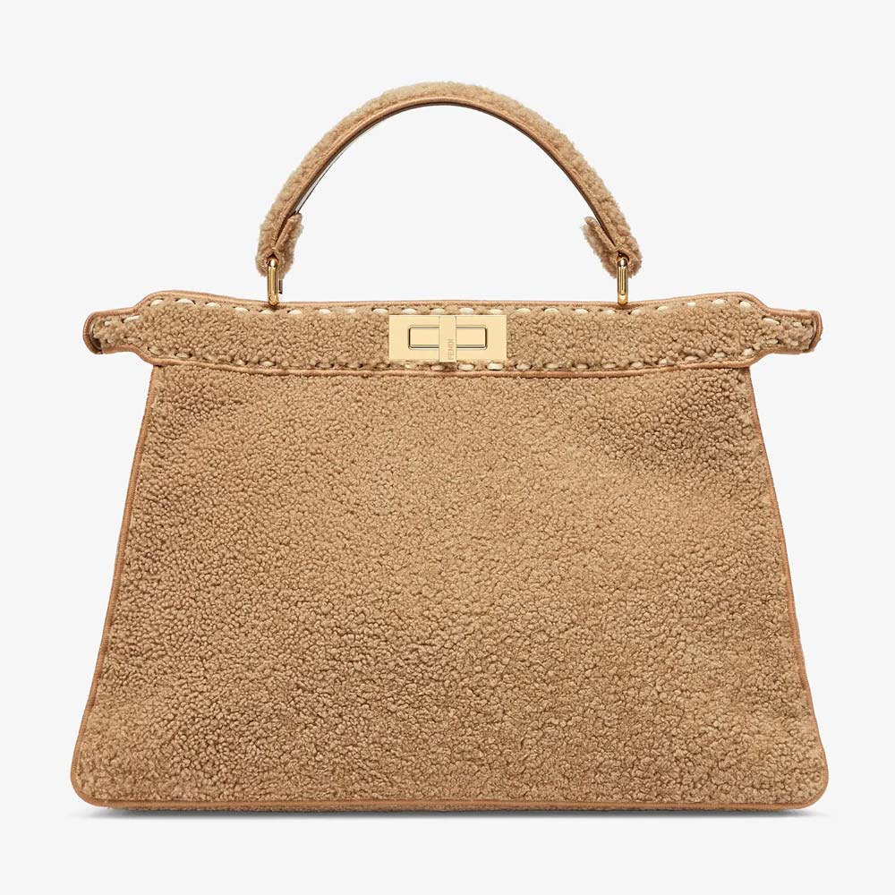 PEEKABOO ISEEU LARGE Beige Sheepskin Bag Fendi