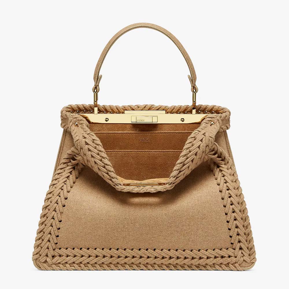 PEEKABOO ISEEU MEDIUM Beige Flannel Bag Fendi
