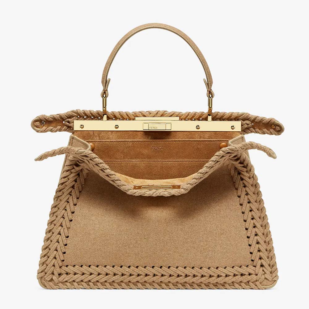 PEEKABOO ISEEU MEDIUM Beige Flannel Bag Fendi