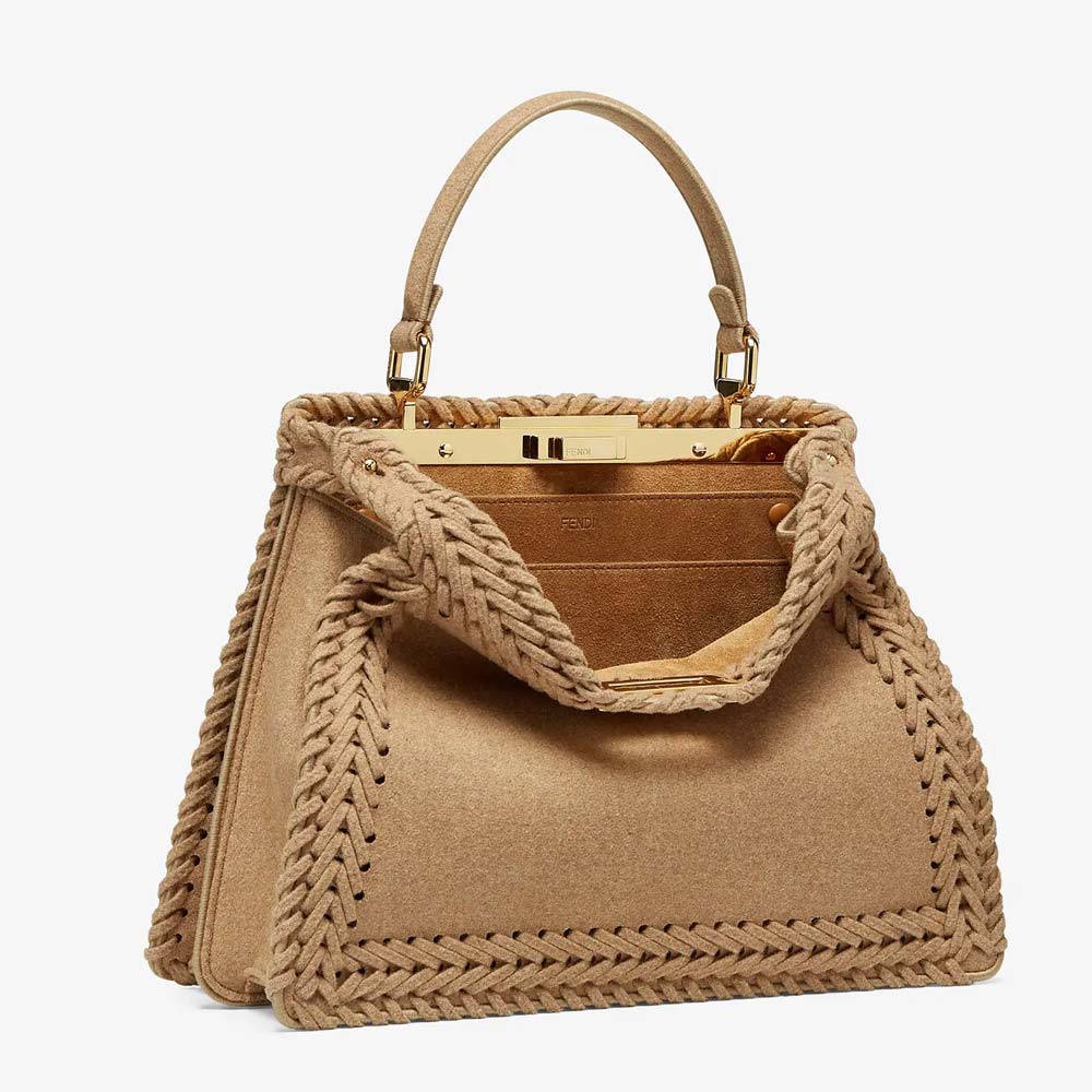 PEEKABOO ISEEU MEDIUM Beige Flannel Bag Fendi