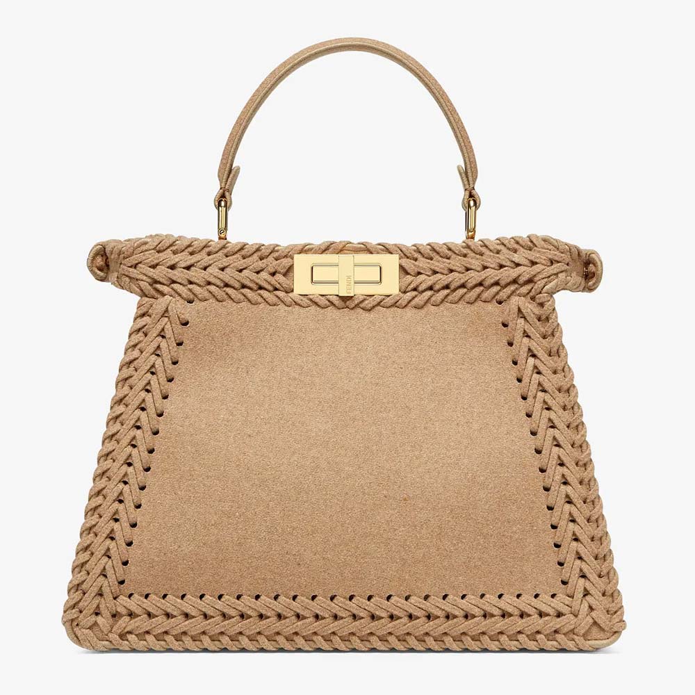 PEEKABOO ISEEU MEDIUM Beige Flannel Bag Fendi