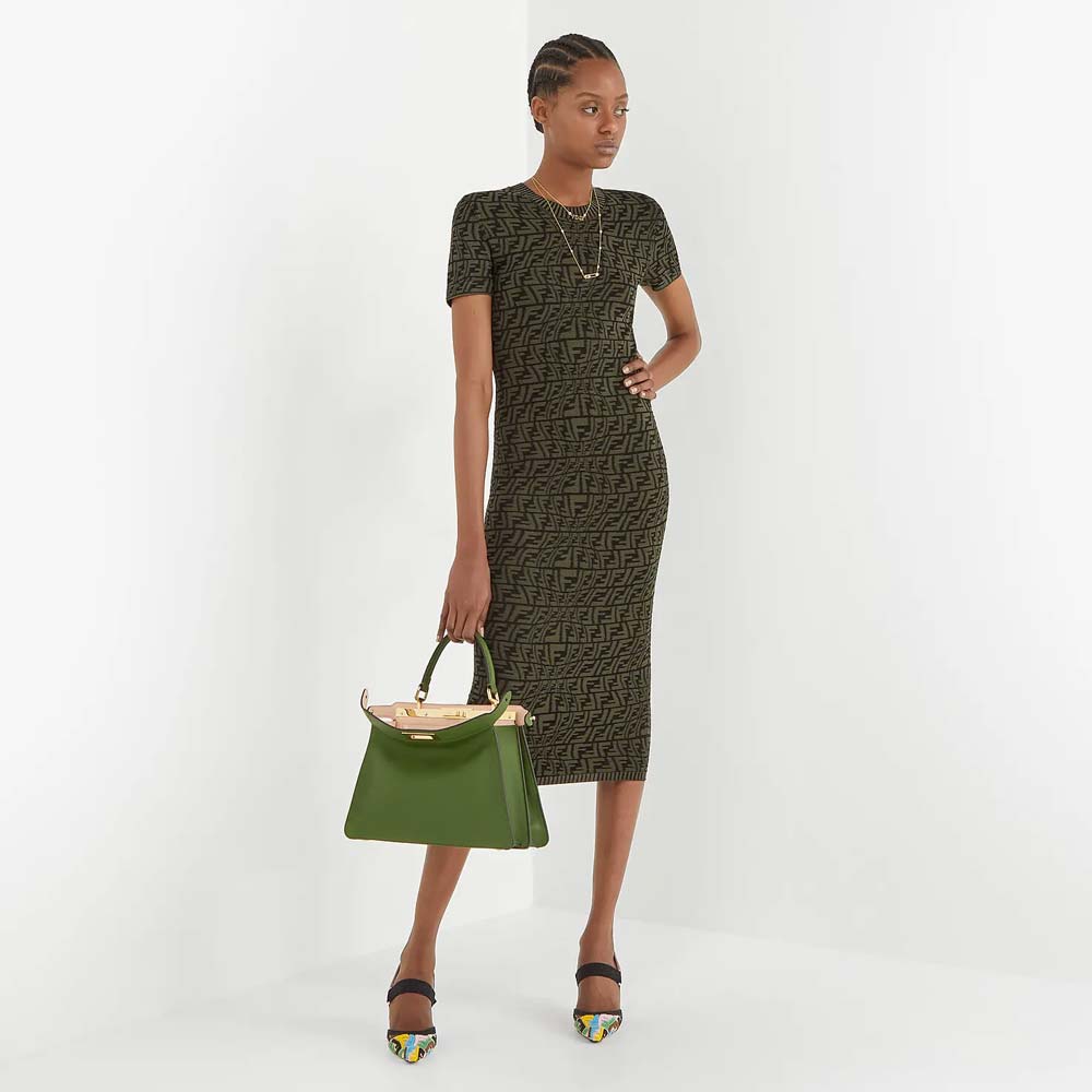 PEEKABOO ISEEU MEDIUM Green Leather Bag Fendi