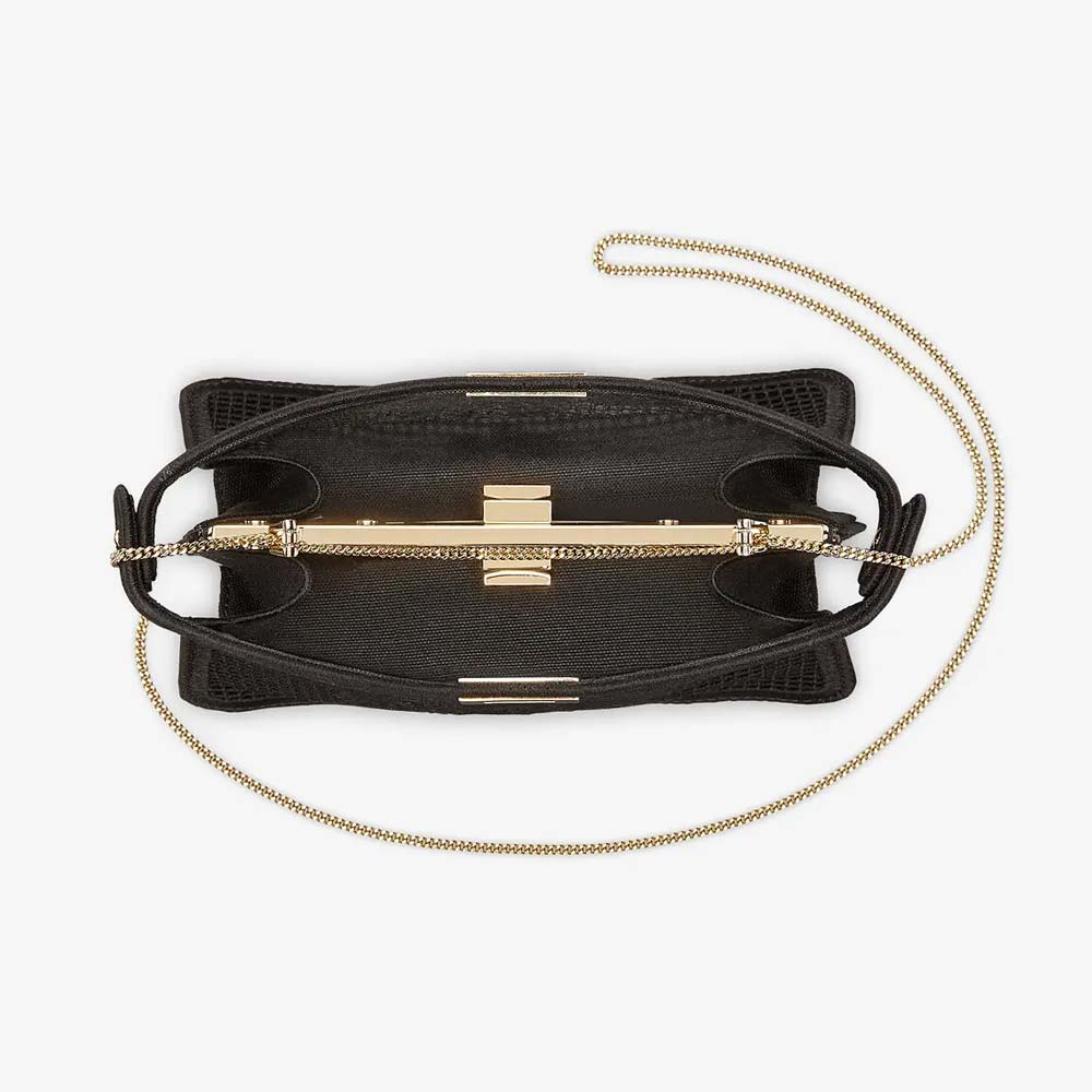 PEEKABOO ISEEU POCHETTE Black Canvas Bag With Embroidery Fendi