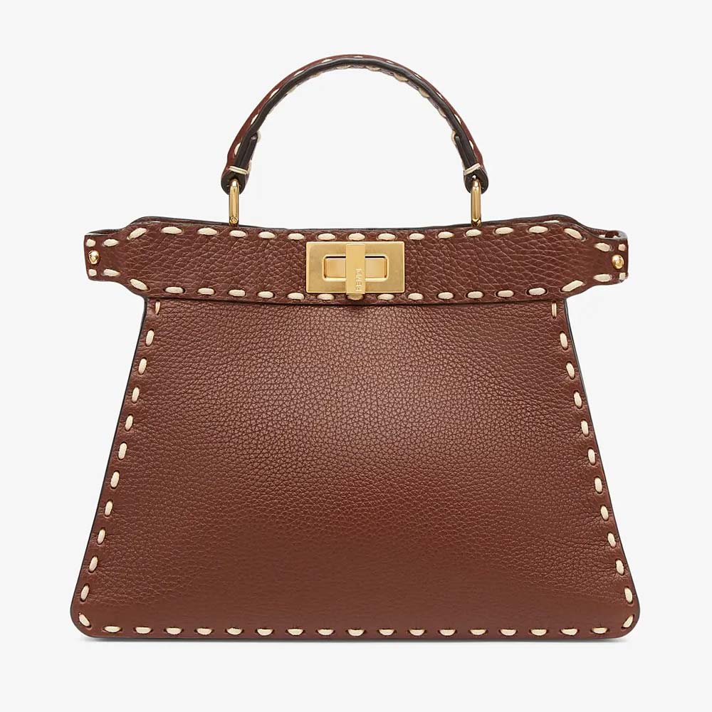 PEEKABOO ISEEU SMALL Brown Full Grain Leather Bag Fendi