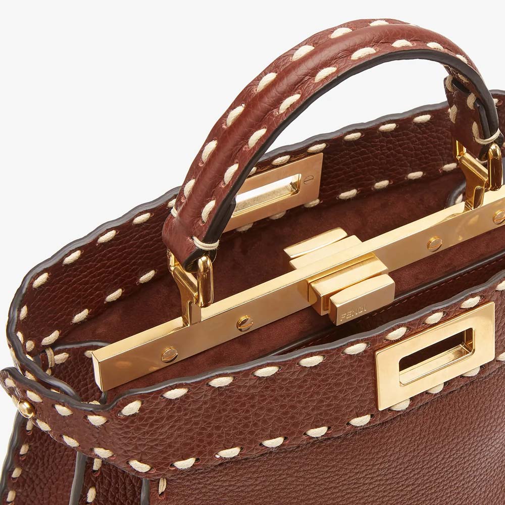 PEEKABOO ISEEU SMALL Brown Full Grain Leather Bag Fendi