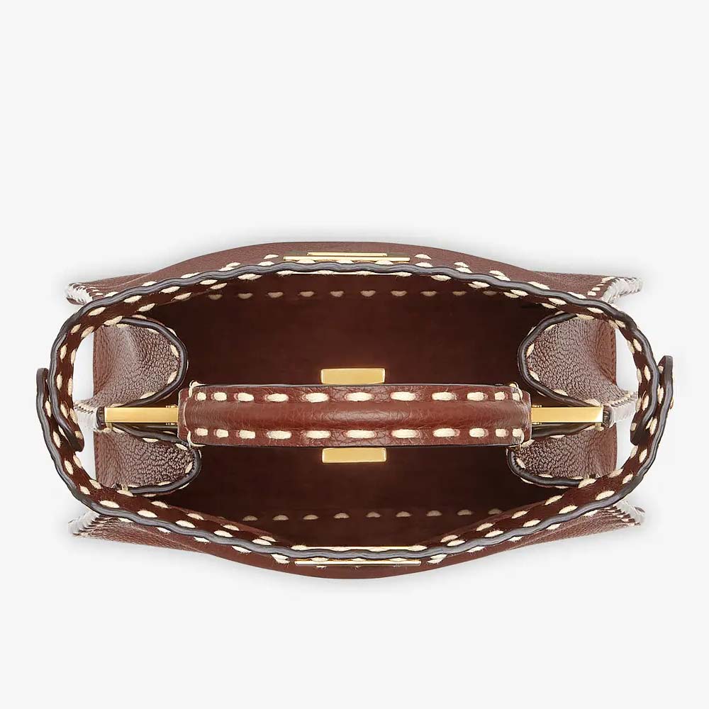 PEEKABOO ISEEU SMALL Brown Full Grain Leather Bag Fendi