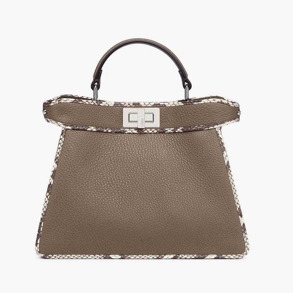 PEEKABOO ISEEU SMALL Grey Full Grain Leather and Elaphe Bag Fendi