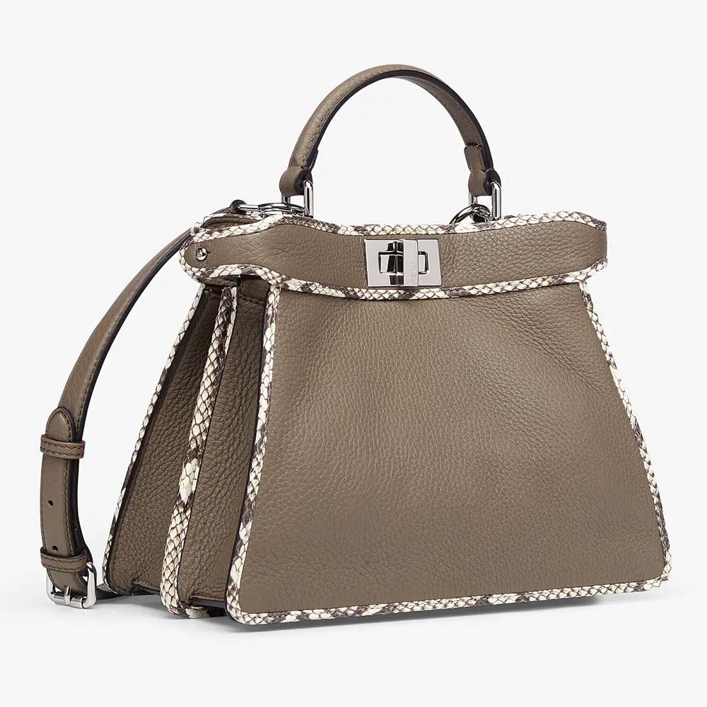 PEEKABOO ISEEU SMALL Grey Full Grain Leather and Elaphe Bag Fendi