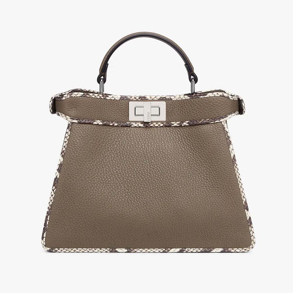 PEEKABOO ISEEU SMALL Grey Full Grain Leather and Elaphe Bag Fendi
