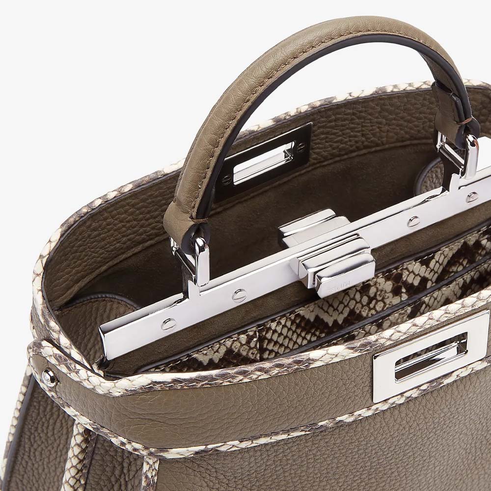 PEEKABOO ISEEU SMALL Grey Full Grain Leather and Elaphe Bag Fendi