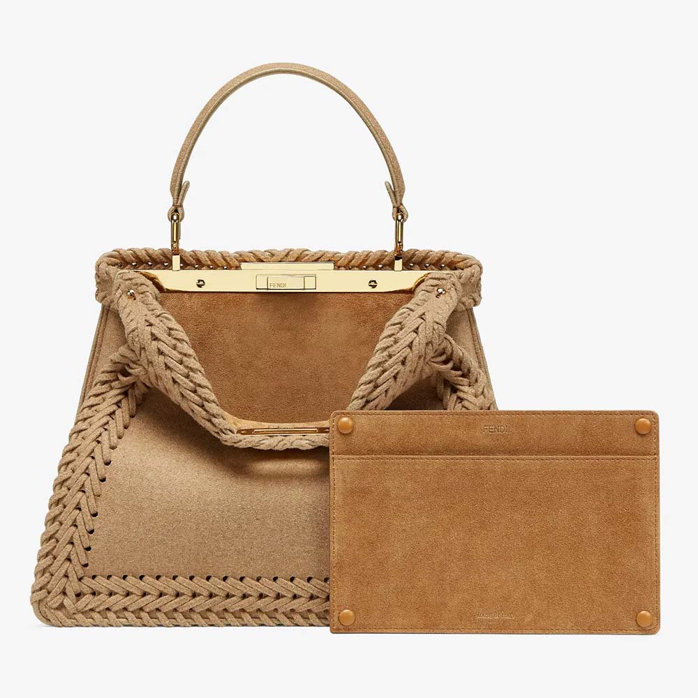 PEEKABOO ISEEU MEDIUM Beige Flannel Bag Fendi