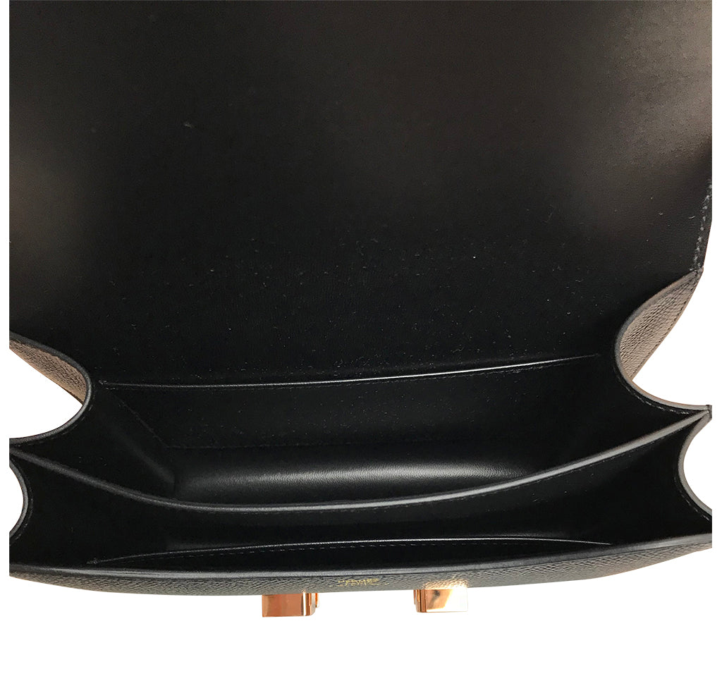 Hermès Constance Mini Bag Noir Epsom Rose Gold HW Crowned Bag