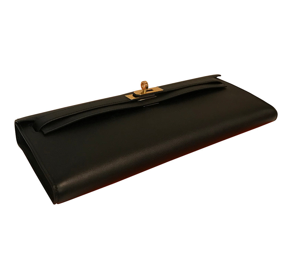 Hermès Kelly Cut Bag Noir Swift GHW Crowned Bag