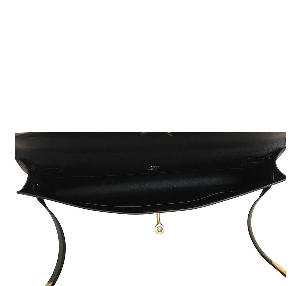Hermès Kelly Cut Bag Noir Swift GHW Crowned Bag